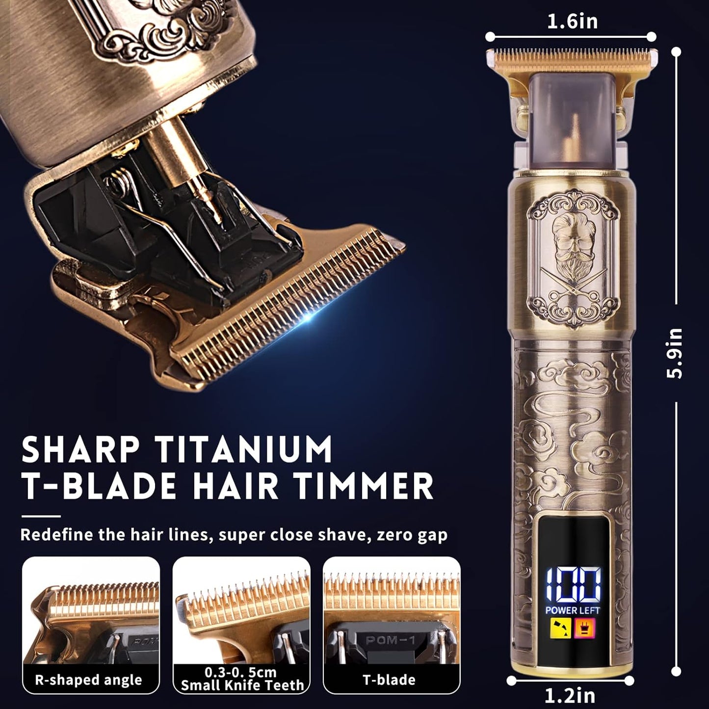 Beard Hair Trimmer for Men Professional, Grooming Cutting Kit, Mustache T Blade Liners Trimmer Electric Shavers, Cordless Zero Gapped Edgers Clippers Barber Supplies, Gifts for Men