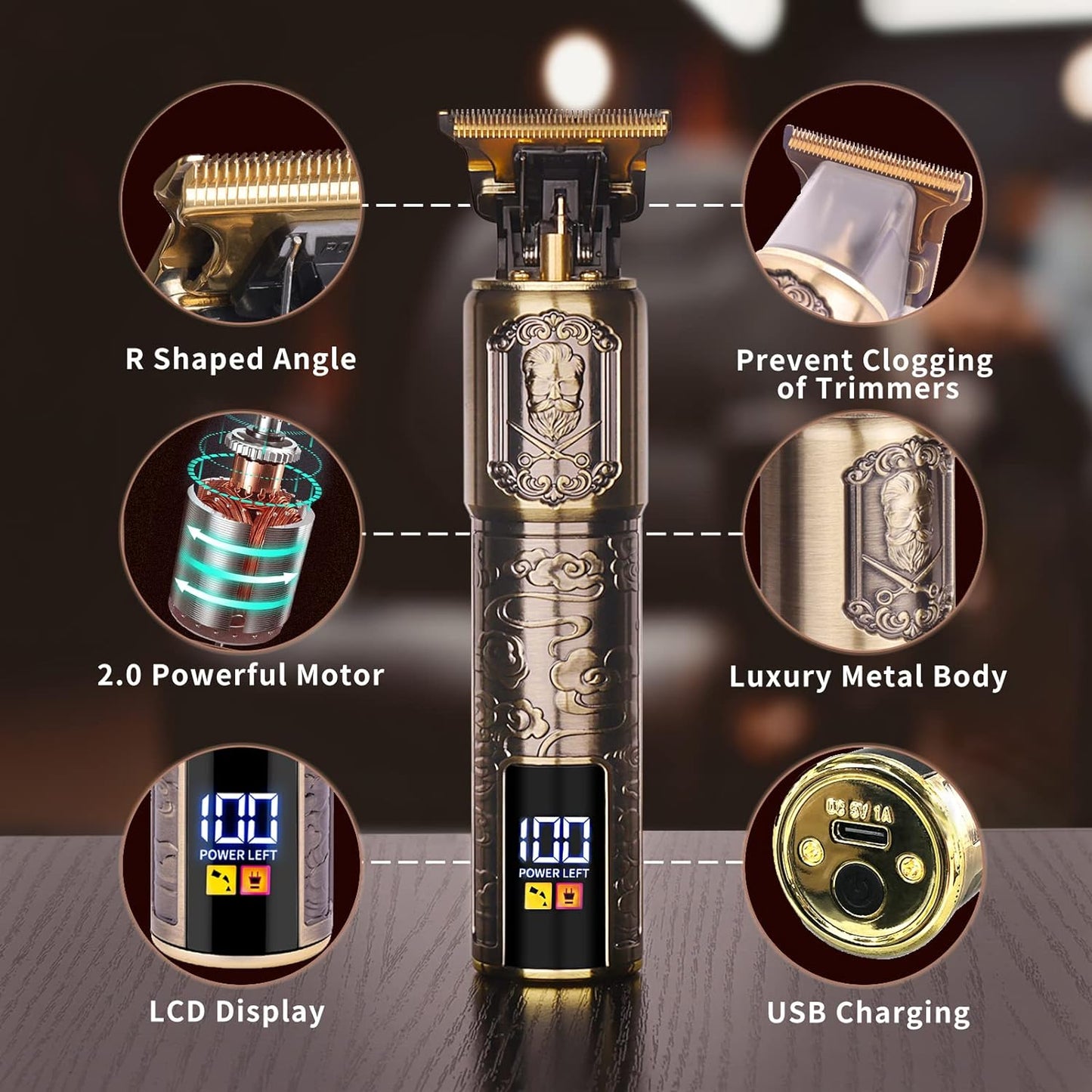 Beard Hair Trimmer for Men Professional, Grooming Cutting Kit, Mustache T Blade Liners Trimmer Electric Shavers, Cordless Zero Gapped Edgers Clippers Barber Supplies, Gifts for Men