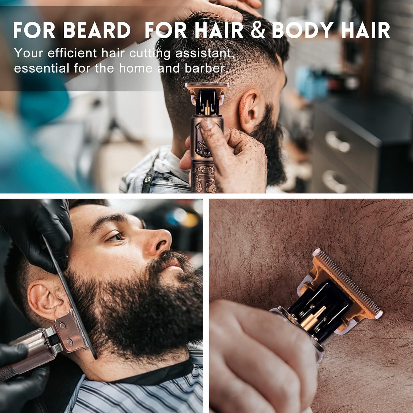 Beard Hair Trimmer for Men Professional, Grooming Cutting Kit, Mustache T Blade Liners Trimmer Electric Shavers, Cordless Zero Gapped Edgers Clippers Barber Supplies, Gifts for Men