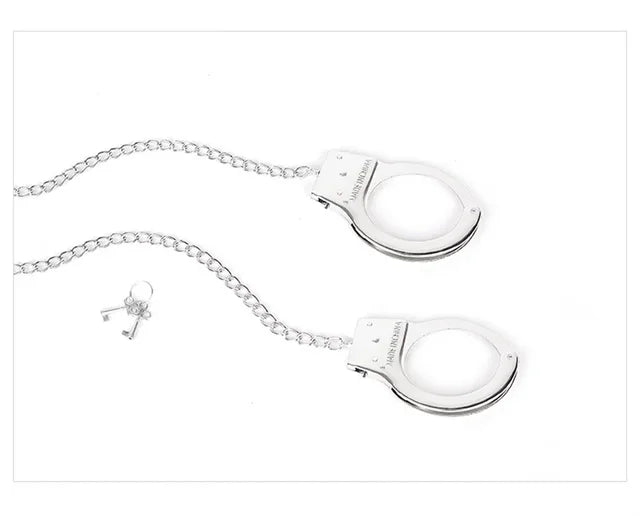 Metal Anal Plug Vagina Dilator Butt Plug Chain Lockable Handcuffs Bondage Bdsm Sex Toys for Adults Men Women Couple Sexy Games