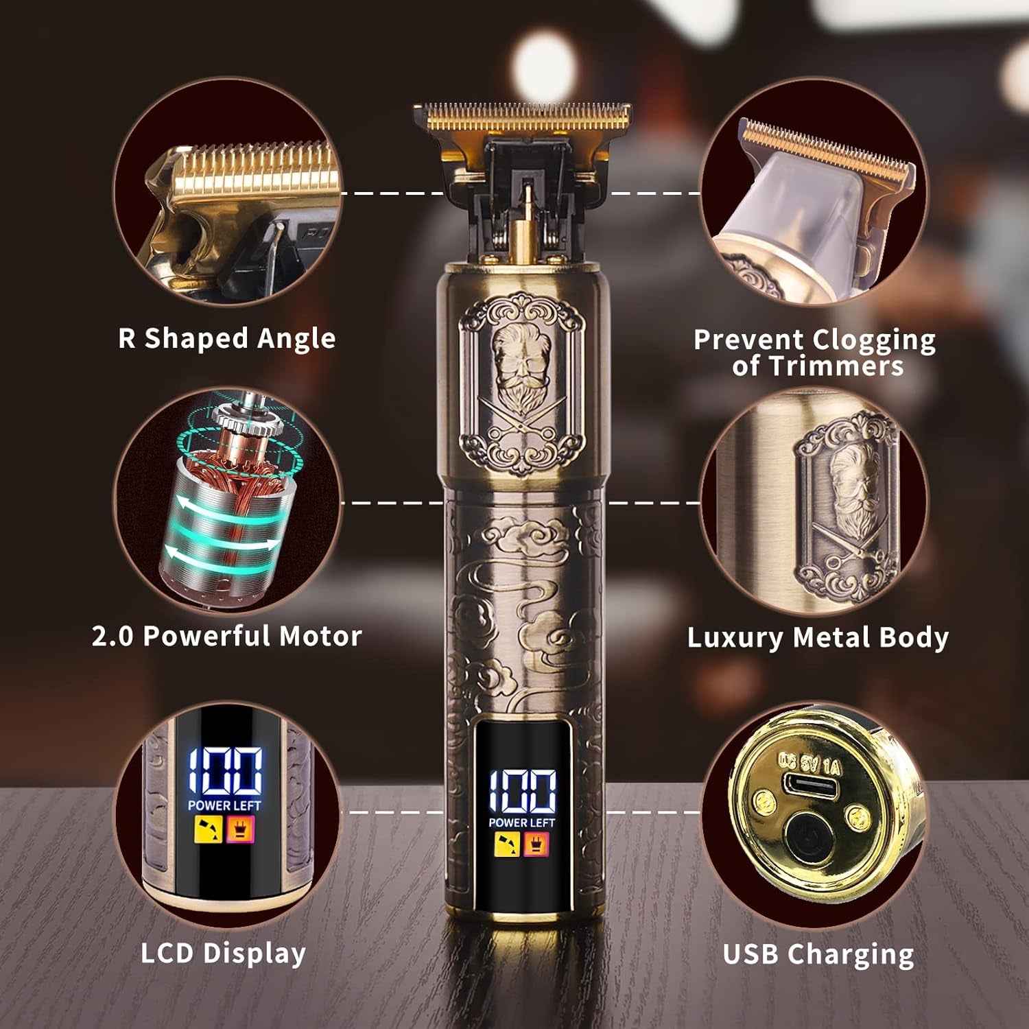 Beard Hair Trimmer for Men Professional, Grooming Cutting Kit, Mustache T Blade Liners Trimmer Electric Shavers, Cordless Zero Gapped Edgers Clippers Barber Supplies, Gifts for Men