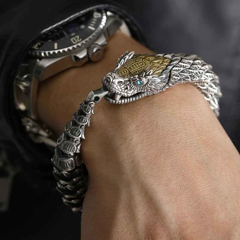 Handmade Retro Bracelet Men'S High-End Sense Personality Medusa Rattlesnake Hip-Hop Domineering Series Jewelry