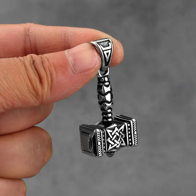Norse Mythology Viking Thor'S Hammer Men'S Pendant Necklace Stainless Steel Punk Celtic Knot Necklace Jewelry Wholesale