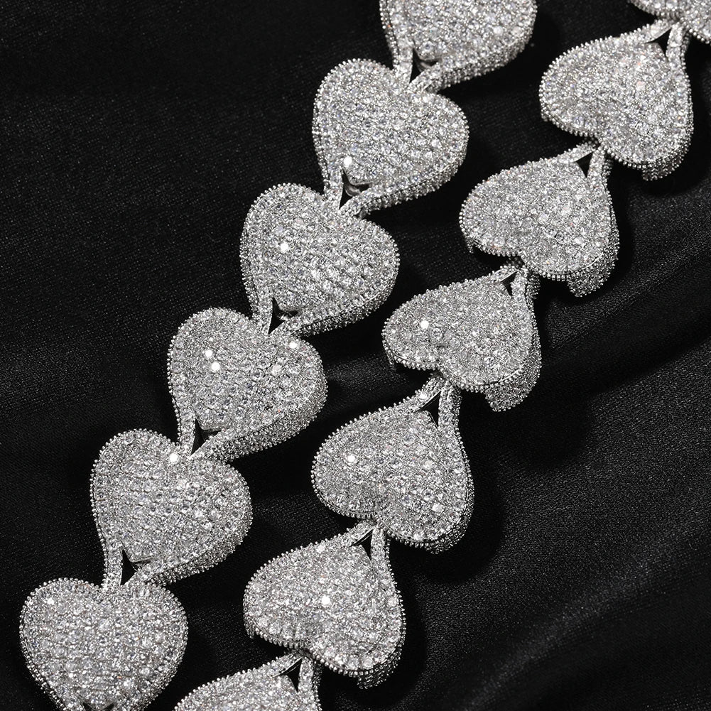 Heart Chain Necklaces for Women Full Pave Cubic Zirconia Iced Out Fashion Personalized Hiphop Jewelry Necklace Gifts