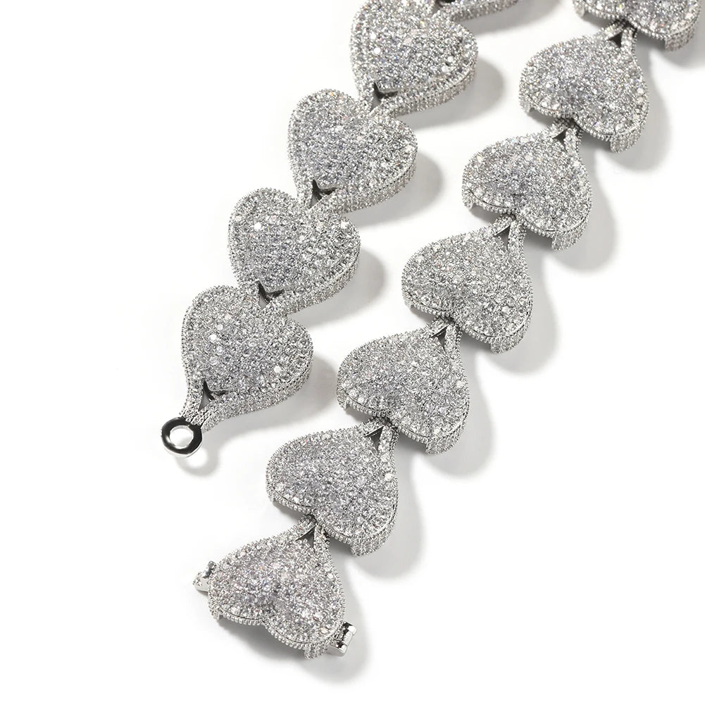 Heart Chain Necklaces for Women Full Pave Cubic Zirconia Iced Out Fashion Personalized Hiphop Jewelry Necklace Gifts